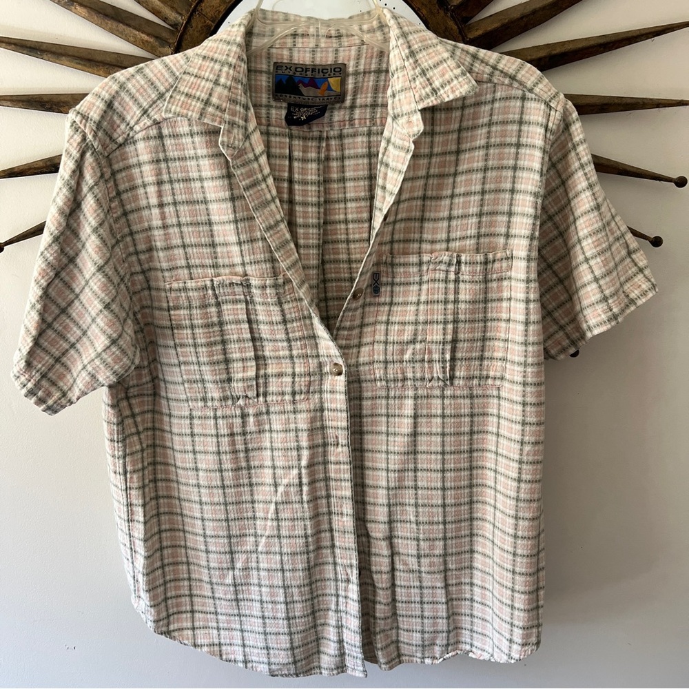 Exofficio Beige and Green Plaid Shirt